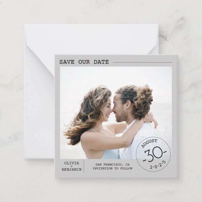 Niedlich Einfache und elegante Fotokarte Save the  Mitteilungskarte (Vorderseite)