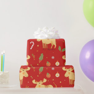 Niedlich Einfache Weihnachten Cartoon Rentierfleck Geschenkpapier
