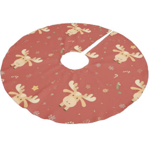 Niedlich Einfache Weihnachten Cartoon Rentierfleck Polyester Weihnachtsbaumdecke