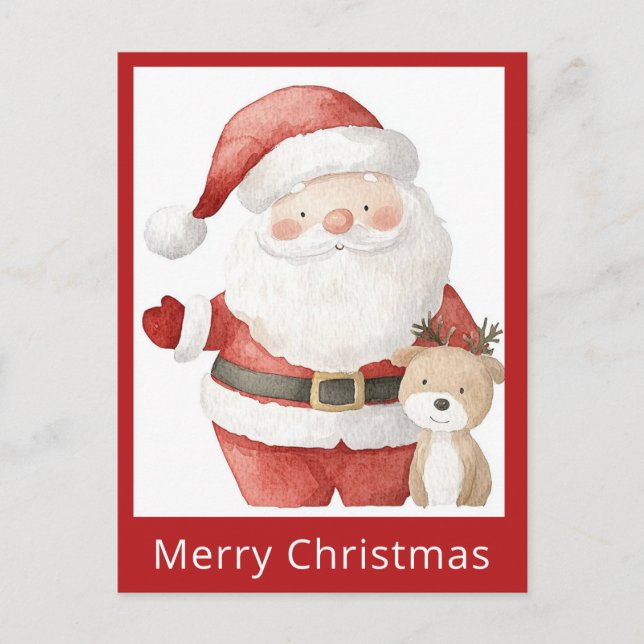 Niedlich Einfache Weihnachtswasserfarbe Postkarte (Vorderseite)