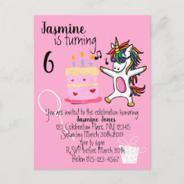 Niedlich Einhorn Rosa Geburtstag Einladungspostkarte