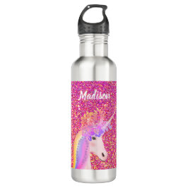 Niedlich Einhorn Rosa Glitzer Personalisierte Kind Edelstahlflasche