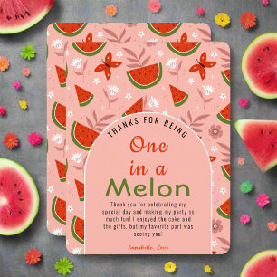 Niedlich eins in Melon Watermelon Butterflies Blum Dankeskarte