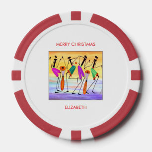 Niedlich, elegant, Ausdruck des Glücks, weiß Pokerchips