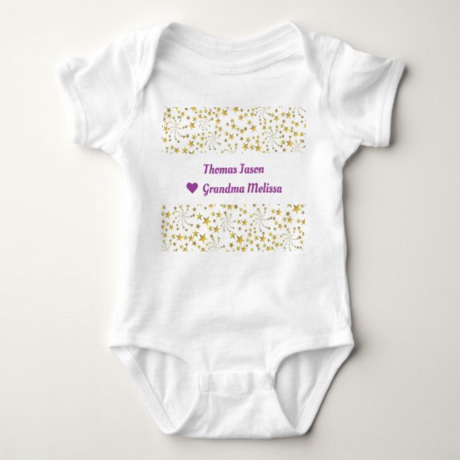 Niedlich Elegante Trendy Gold Stars Liebe Oma Baby Strampler (Vorderseite)