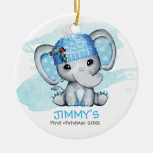 Niedlich Elephant Baby Baby's First Christmas Keramik Ornament