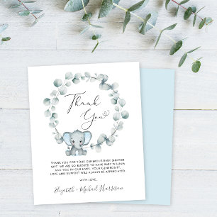 Niedlich Elephant Baby Boy Dusche Vielen Dank