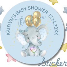 Niedlich Elephant Baby Boy Dusche Vielen Dank