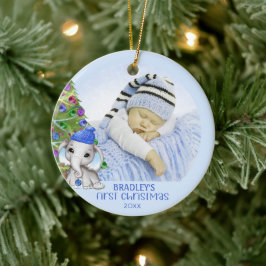 Niedlich Elephant Baby Boy Erstes Weihnachtsfest F Keramik Ornament