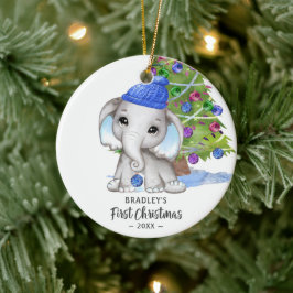 Niedlich Elephant Baby Boy Erstes Weihnachtsfest F Keramik Ornament