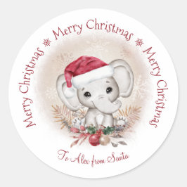 Niedlich Elephant Baby Christmas Classic Round Sti Runder Aufkleber