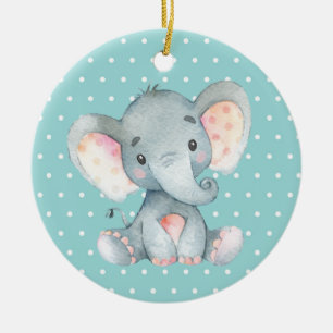 Niedlich Elephant Baby Dusche Aquamarin Aqua Türki Keramik Ornament