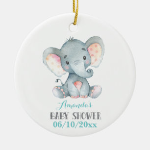 Niedlich Elephant Baby Dusche Aquamarin Aqua Türki Keramik Ornament