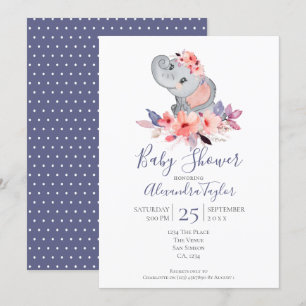 Niedlich Elephant Baby Dusche Personalisiert Einladung