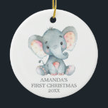 Niedlich Elephant Baby First Christmas Grau Keramik Ornament<br><div class="desc">Niedlich Elephant Baby First Christmas Gray Keramik Ornament</div>
