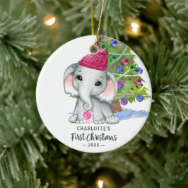 Niedlich Elephant Baby Girl Erstes Foto Keramik Ornament