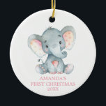 Niedlich Elephant Baby Girl First Christmas Pink Keramik Ornament<br><div class="desc">Niedlich Elephant Baby Girl Erstes Weihnachtsfest Rosa Keramik Ornament</div>