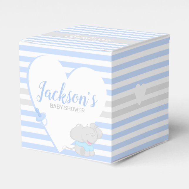 Niedlich Elephant Baby Shower Blue Fevor Box Geschenkschachtel (Vorderseite)