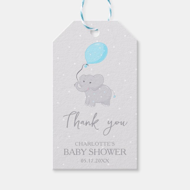 Niedlich Elephant Baby Shower Boy Geschenkanhänger (Vorderseite)