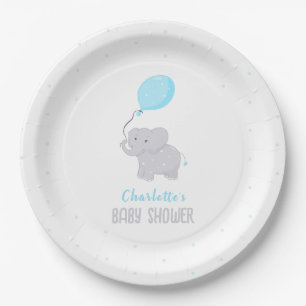 Niedlich Elephant Baby Shower Boy Pappteller