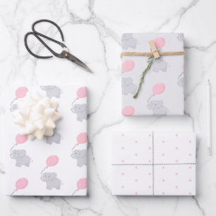 Niedlich Elephant Baby Shower Girl Geschenkpapier Set