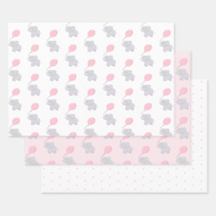Niedlich Elephant Baby Shower Girl Geschenkpapier Set
