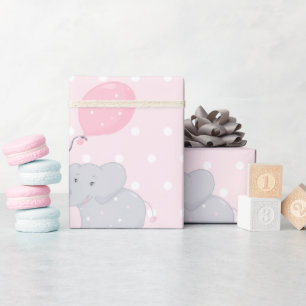 Niedlich Elephant Baby Shower Girl Pink Geschenkpapier