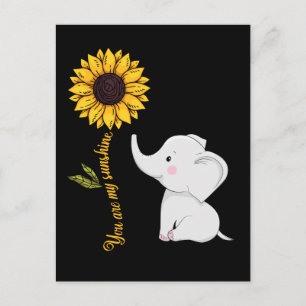 Niedlich Elephant Baby Sunflower Sunshine Postkarte