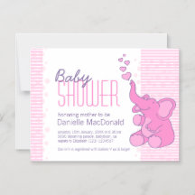 Niedlich Elephant Babydusche hübsche rosa Streifen