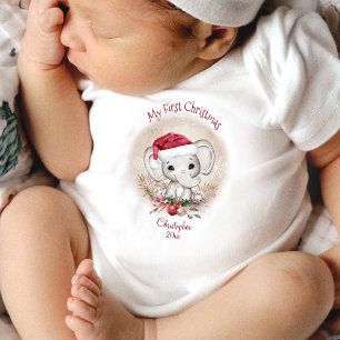 Niedlich Elephant Baby's First Christmas Baby Body Strampler