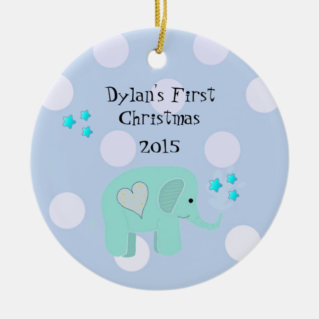 Niedlich Elephant Baby's First Christmas Keramikornament (Vorne)