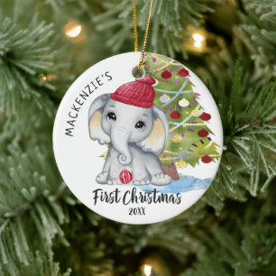 Niedlich Elephant Baby's First Christmas Personali Keramik Ornament