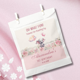 Niedlich Elephant Balloon Pink Baby Girl 1. Geburt Geschenktütchen
