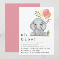 Niedlich Elephant Balloons Pink Girl Baby Dusche