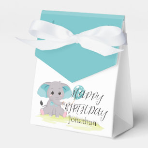 Niedlich Elephant Blue Birthday Boy Favor Box Geschenkschachtel