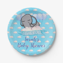 Niedlich Elephant Blue Boy Baby Dusche Wasserfarbe
