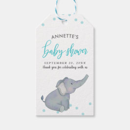 Niedlich Elephant Blue Confetti Babydusche Vielen  Geschenkanhänger