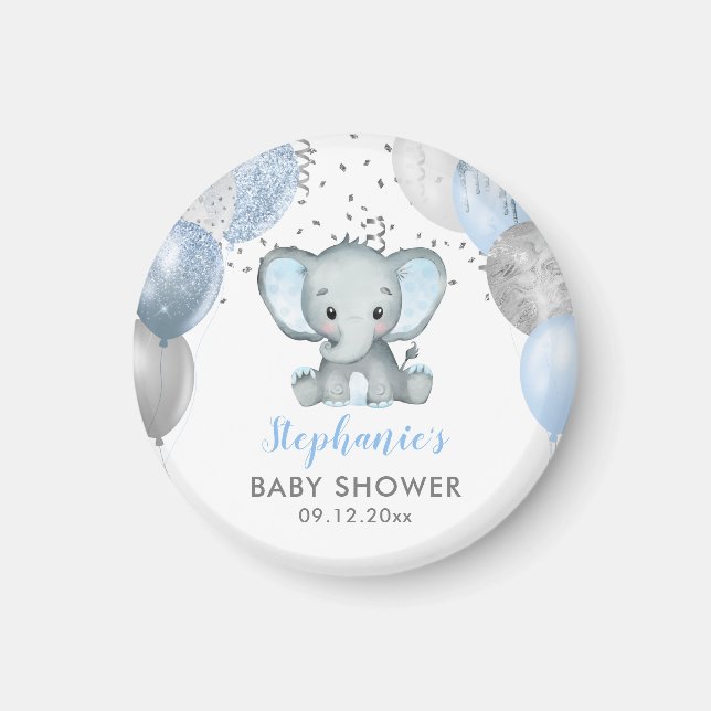 Niedlich Elephant Boy Balloons Babydusche Magnet (Vorne)