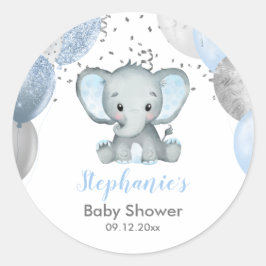 Niedlich Elephant Boy Balloons Babydusche Runder Aufkleber