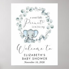 Niedlich Elephant Eucalyptus Baby Boy Dusche Willk Poster