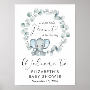 Niedlich Elephant Eucalyptus Baby Boy Dusche Willk Poster
