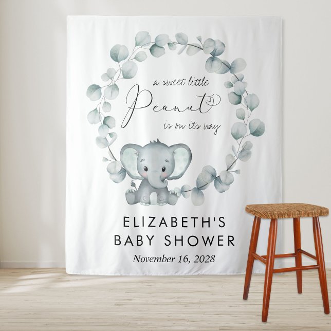 Niedlich Elephant Eucalyptus Baby Dusche Willkomme Wandteppich (Von Creator hochgeladen)