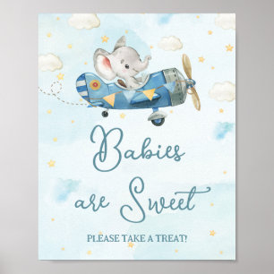 Niedlich Elephant Flugzeug Adventure Blue Baby Lec Poster