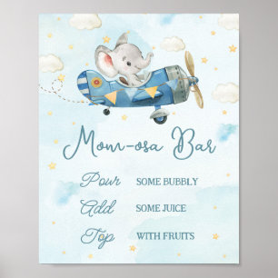 Niedlich Elephant Flugzeug Adventure Blue Momosa B Poster