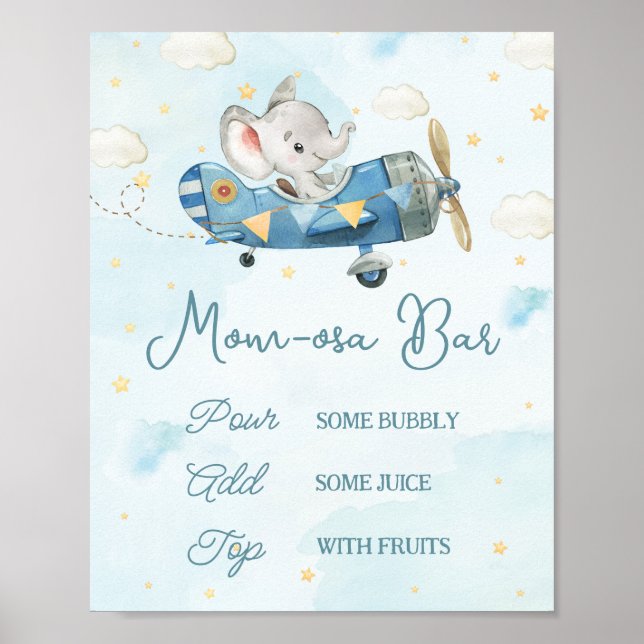 Niedlich Elephant Flugzeug Adventure Blue Momosa B Poster (Vorne)