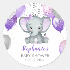 Niedlich Elephant Girl Balloons Babydusche Runder Aufkleber