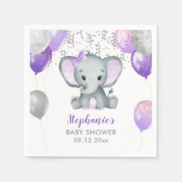Niedlich Elephant Girl Balloons Babydusche Serviette
