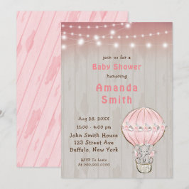 Niedlich Elephant Hot Air Ballon Babydusche Einladung