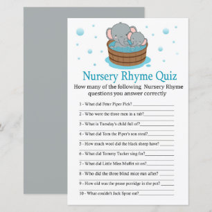 Niedlich Elephant Kinderzimmer Rhyme Quiz Babydusc