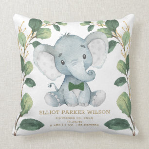 Niedlich Elephant Little Man Greenery Gold Geburts Kissen